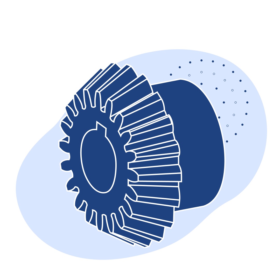 Коническая шестерня 1500 мм 10-30 мм 180-800 мм
